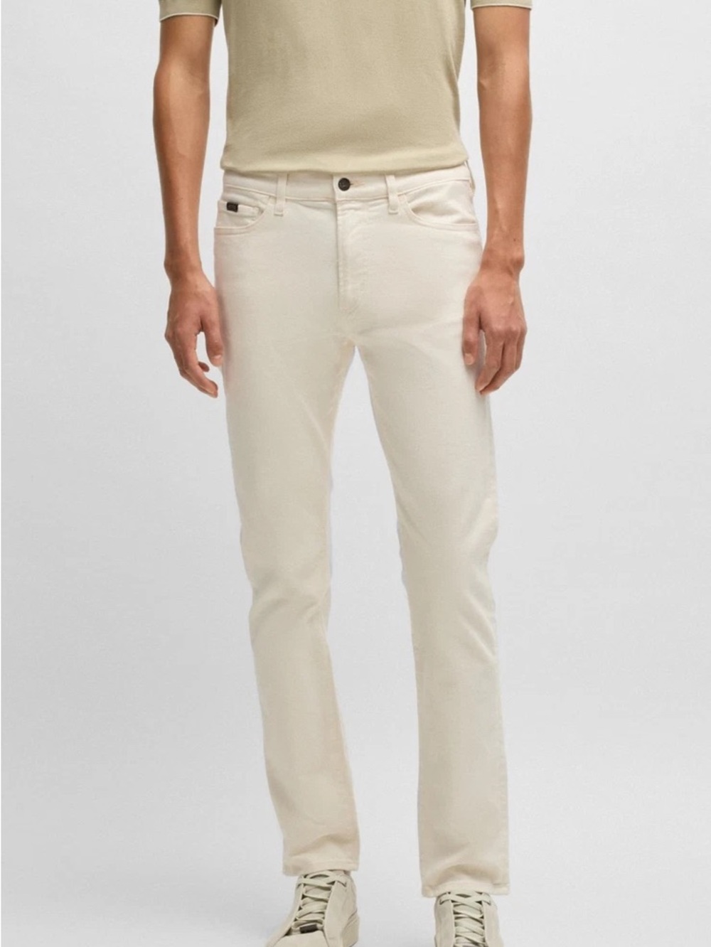 HUGO Men's Slim Straight Jeans in Cream